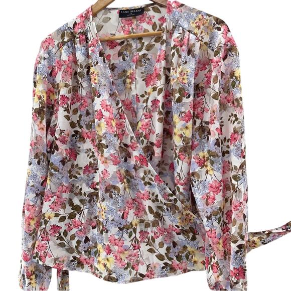 Lane Bryant Floral Semi Sheer Pastel Garden Spring Wrap Floral Blouse Wrap 18 - Picture 2 of 11